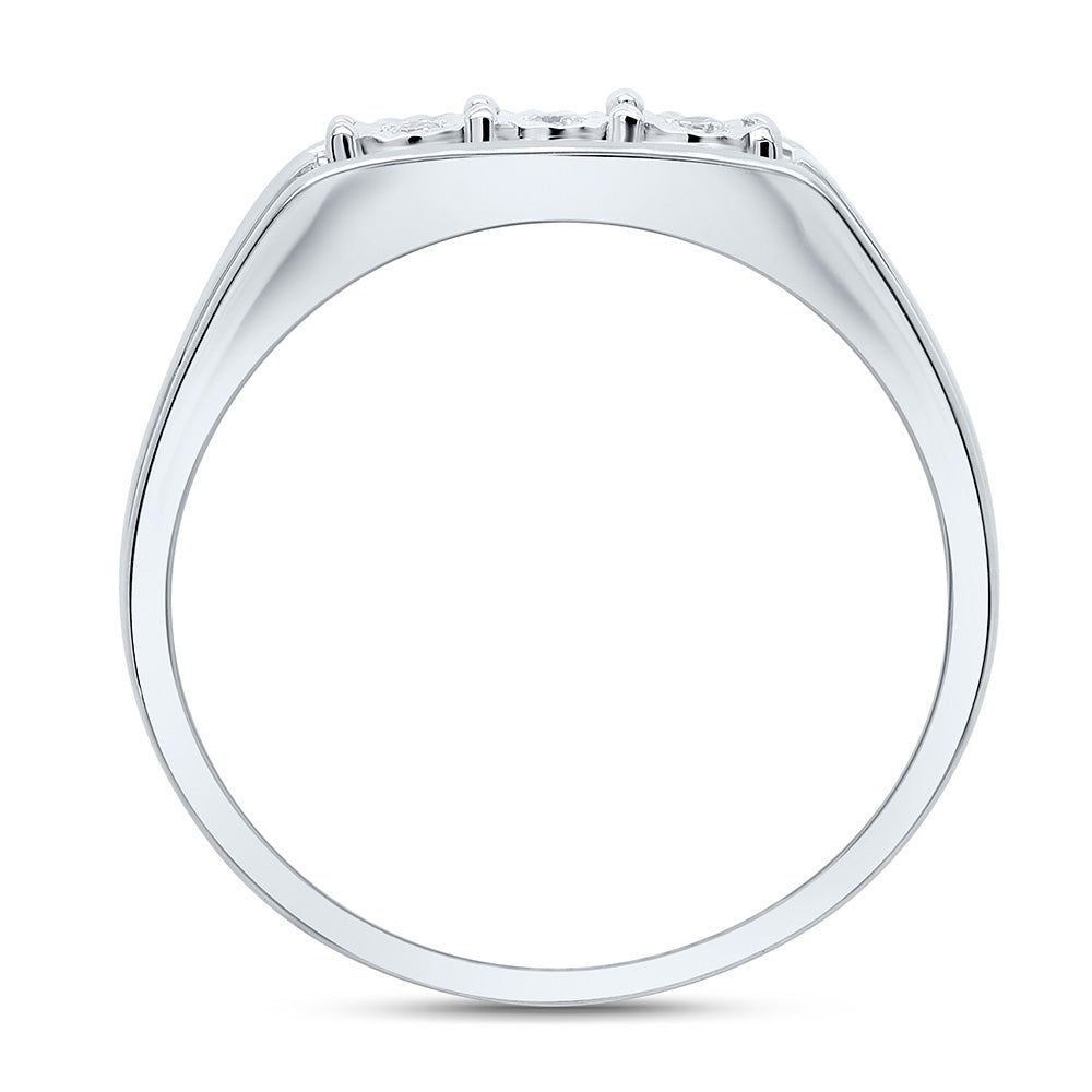 Sterling Silver Yellow-Tone or White-Tone 1/20 Ctw Natural Diamond Mens Band, Mens Size: 8-12