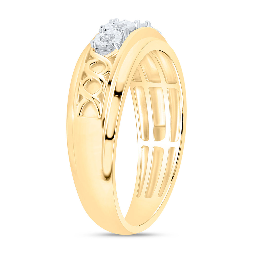 Sterling Silver Yellow-Tone 1/10 Ctw Natural Diamond Mens Band, Mens Size: 8-12