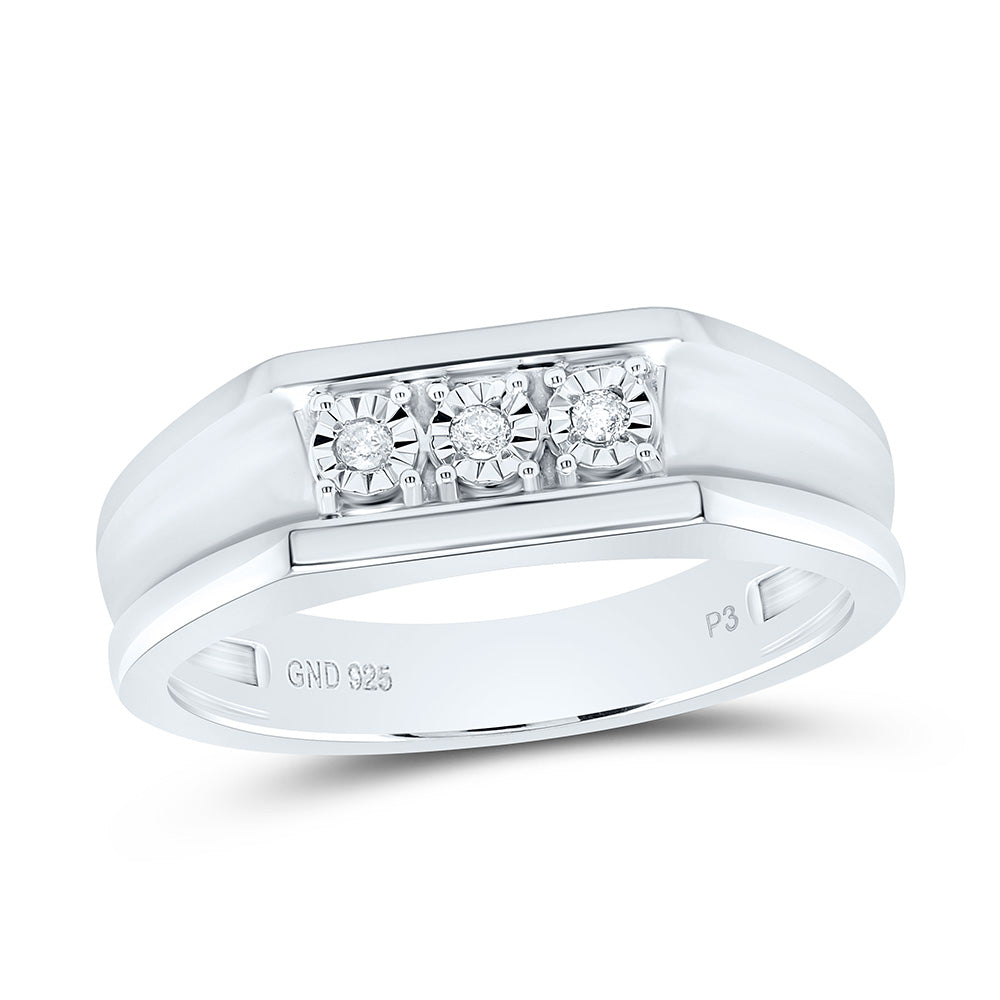 Sterling Silver Yellow-Tone or White-Tone 1/20 Ctw Natural Diamond Mens Band, Mens Size: 8-12