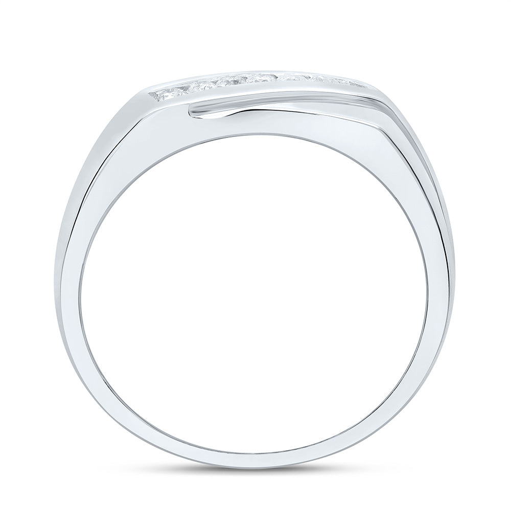 Sterling Silver Yellow-Tone or White-Tone 1/5 Ctw Natural Diamond Mens Band, Mens Size: 8-12