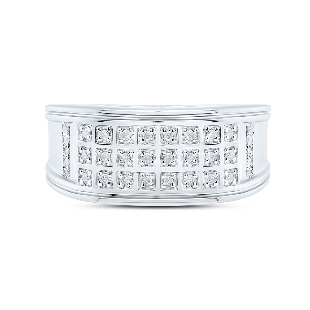 Sterling Silver White-Tone 1/8 Ctw Natural Diamond Mens Band, Mens Size: 8-12