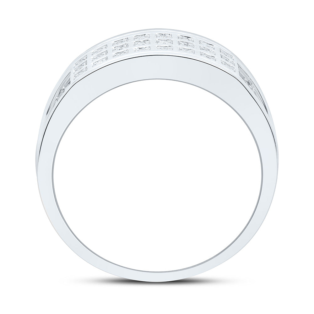 Sterling Silver White-Tone 1/8 Ctw Natural Diamond Mens Band, Mens Size: 8-12