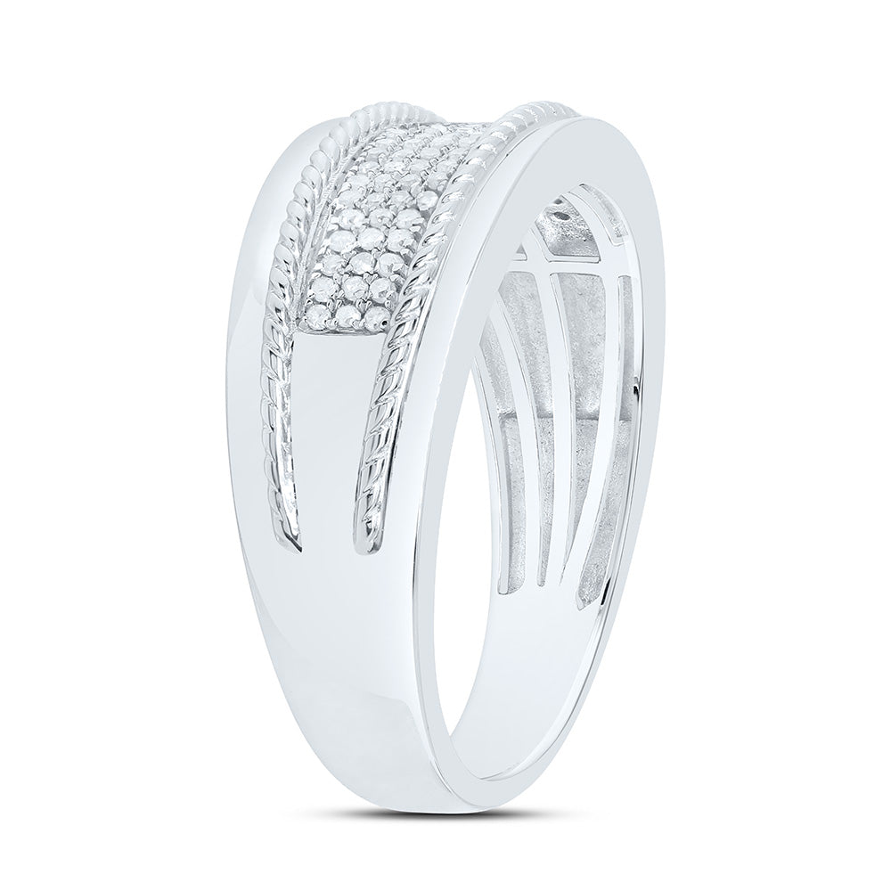 Sterling Silver White-Tone 1/4 Ctw Natural Diamond Mens Band, Mens Size: 8-12