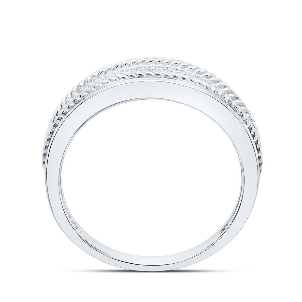 Sterling Silver White-Tone 1/4 Ctw Natural Diamond Mens Band, Mens Size: 8-12