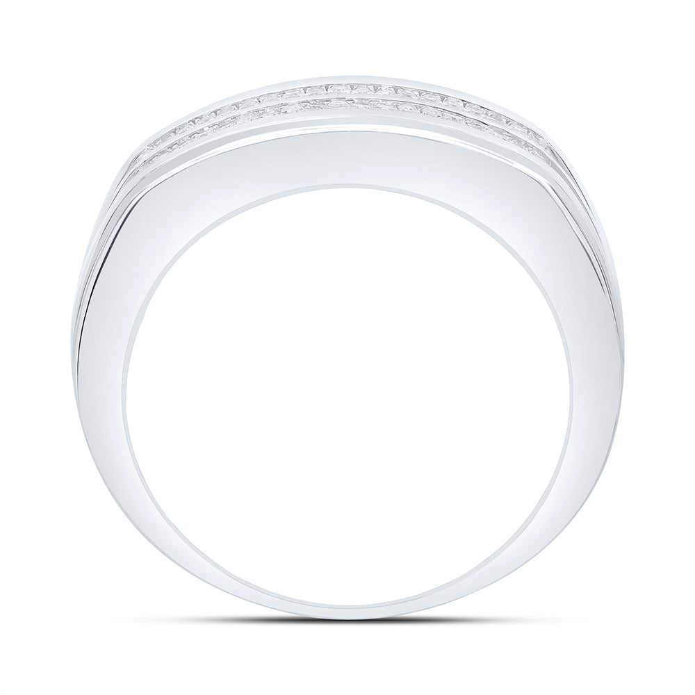 Sterling Silver White-Tone 1/3 Ctw Natural Diamond Mens Band, Mens Size: 8-12