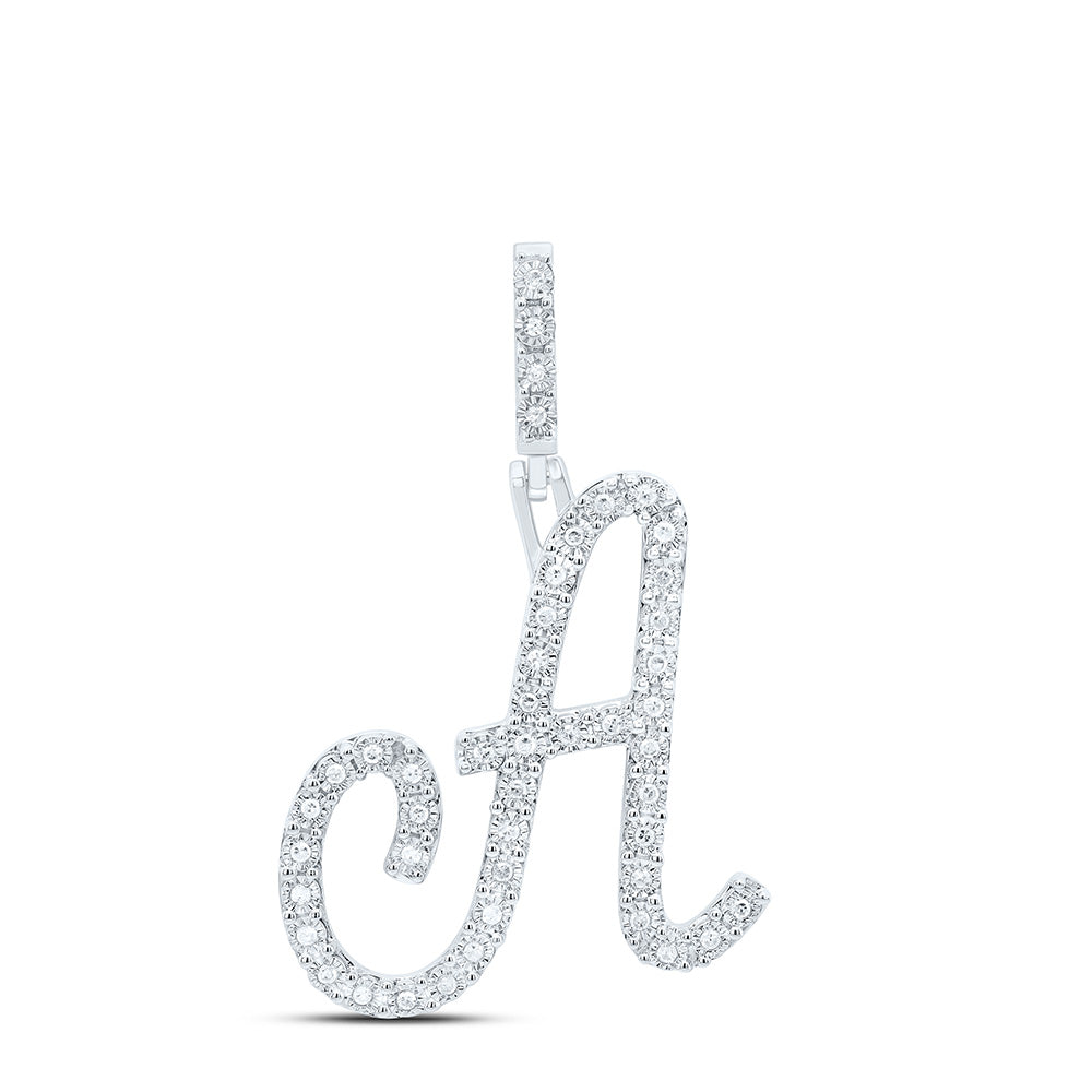 Sterling Silver Natural Diamond Initial Pendant