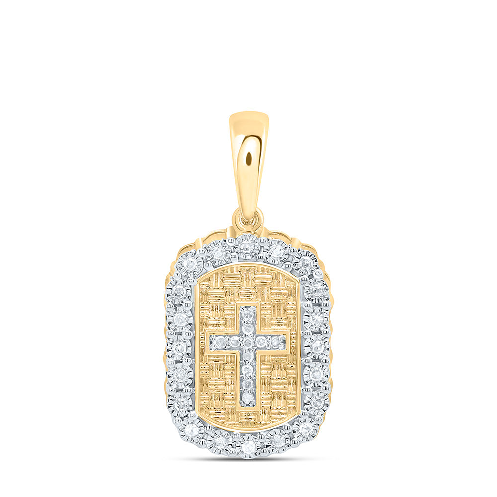 Sterling Silver Yellow-Tone or White-Tone 1/10 Ctw Natural Diamond Cross Pendant