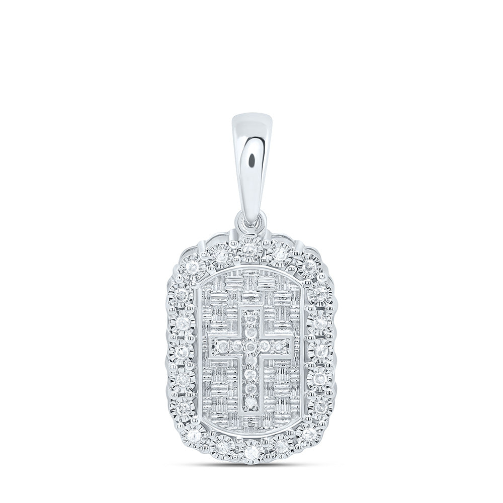 Sterling Silver Yellow-Tone or White-Tone 1/10 Ctw Natural Diamond Cross Pendant