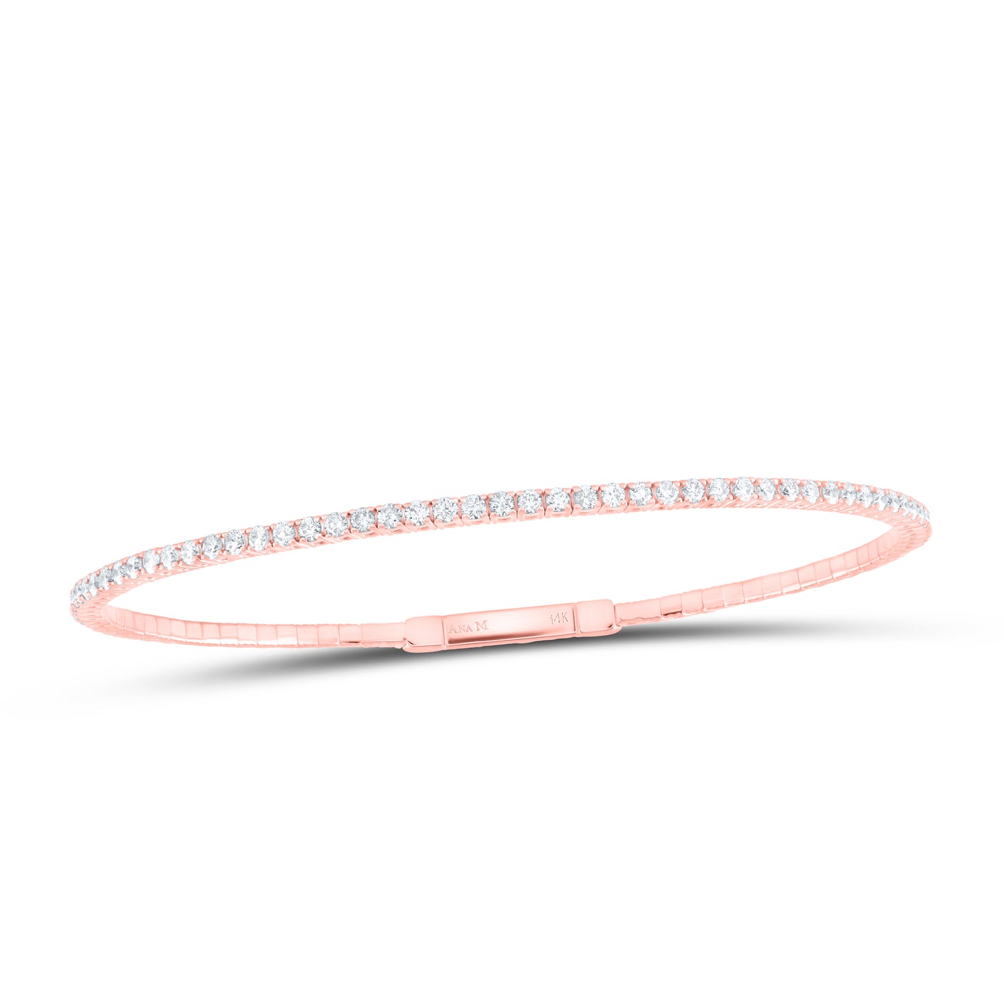 14K Rose Gold 1 5/8 Ctw Natural Diamond Fashion Flexible Bangle (60X50MM)