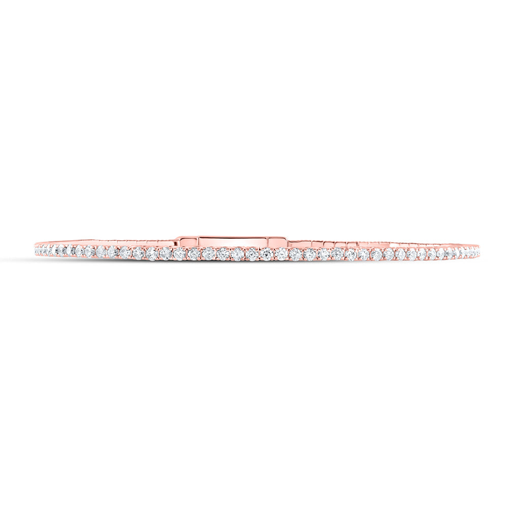 14K Rose Gold 1 5/8 Ctw Natural Diamond Fashion Flexible Bangle (60X50MM)