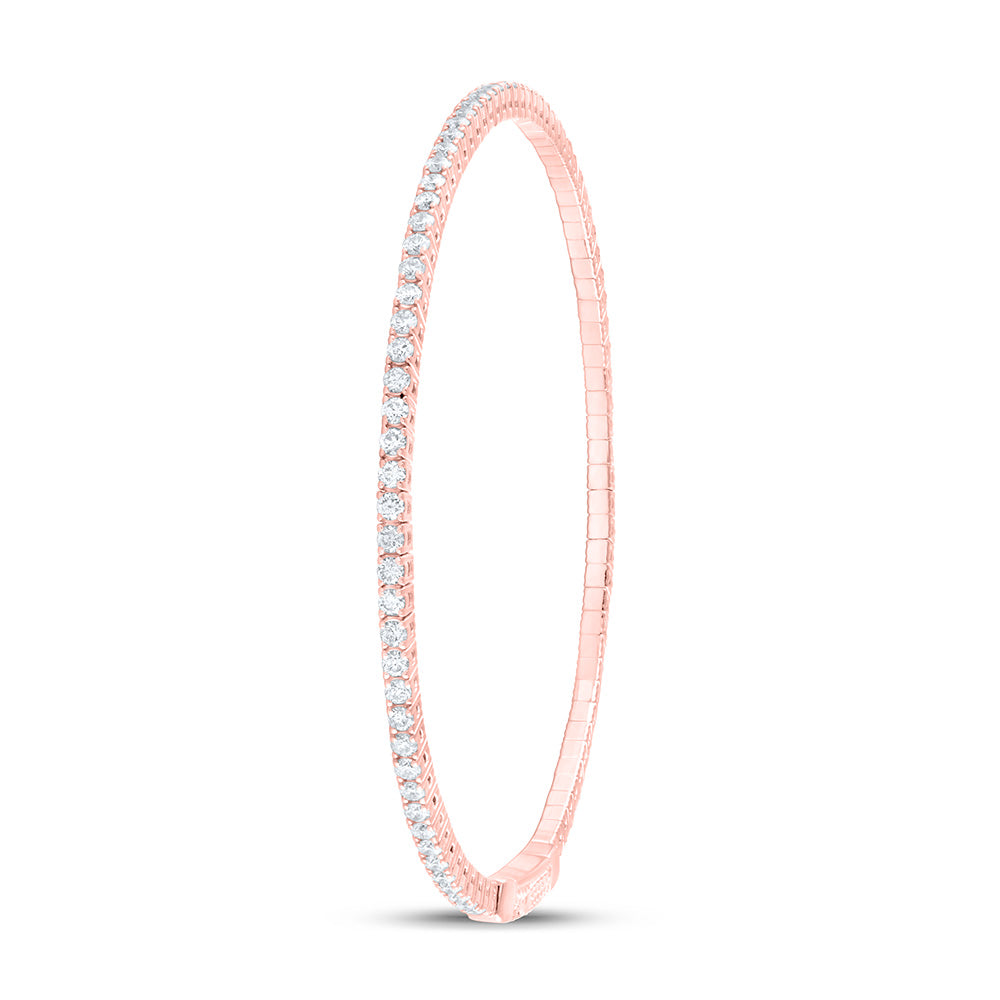 14K Rose Gold 1 5/8 Ctw Natural Diamond Fashion Flexible Bangle (60X50MM)