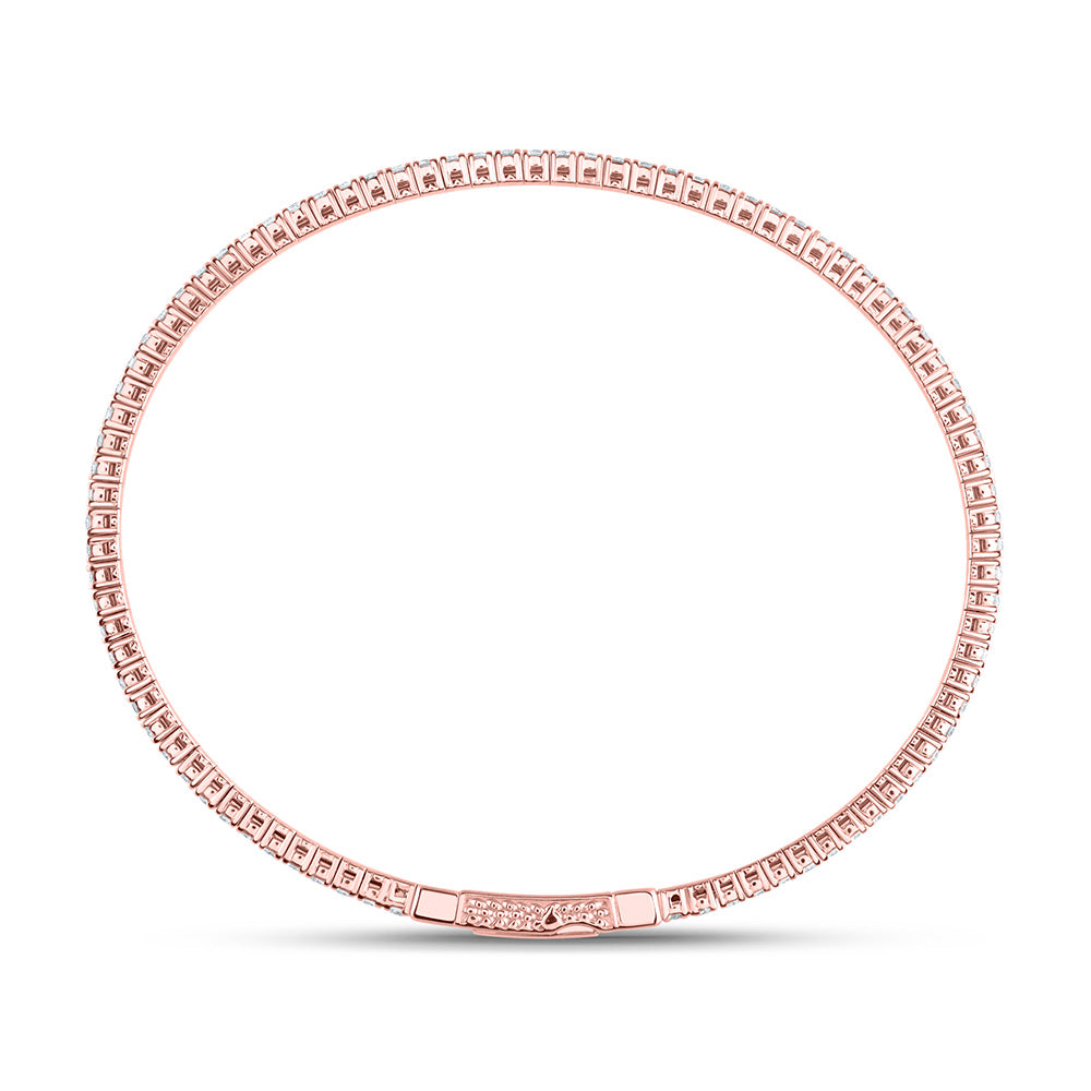 14K Rose Gold 1 5/8 Ctw Natural Diamond Fashion Flexible Bangle (60X50MM)