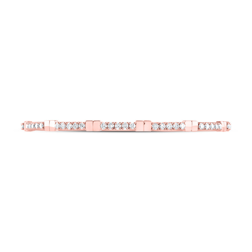 14K Rose Gold 1 3/8 Ctw Natural Diamond Fashion Flexible Bangle (60X50MM)