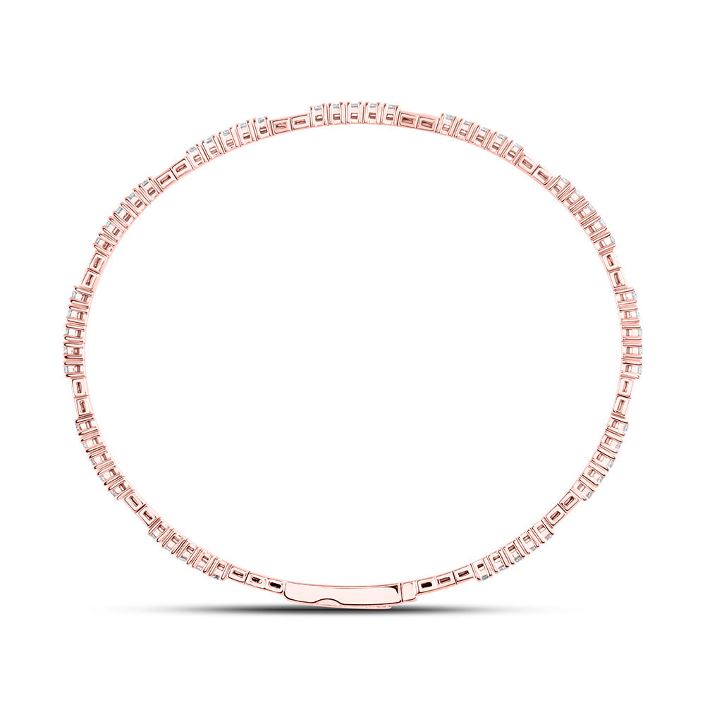 14K Rose Gold 1 3/8 Ctw Natural Diamond Fashion Flexible Bangle (60X50MM)