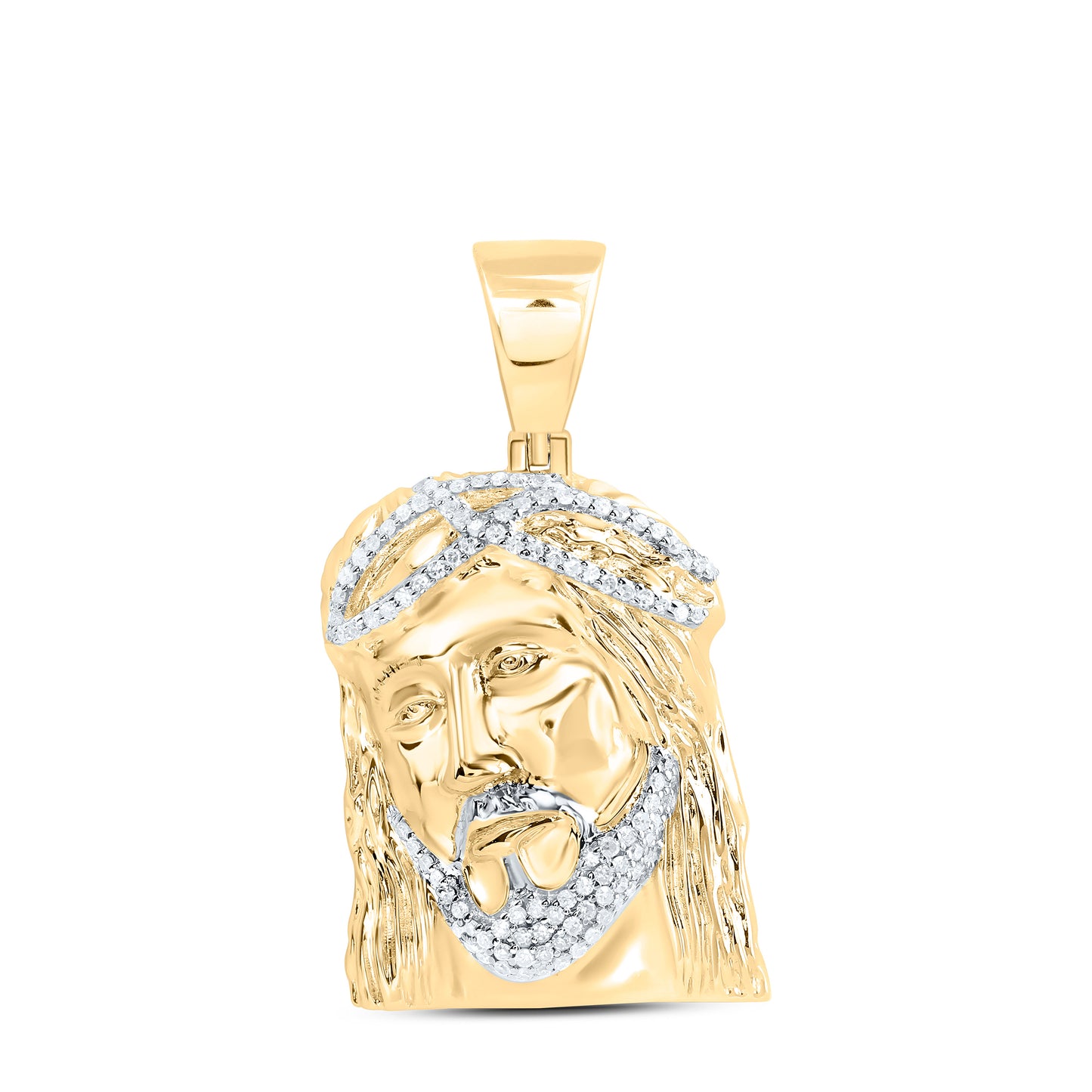 Sterling Silver With Yellow Tone 1/3Cttw Natural Diamond Gift Jesus Mens Charm