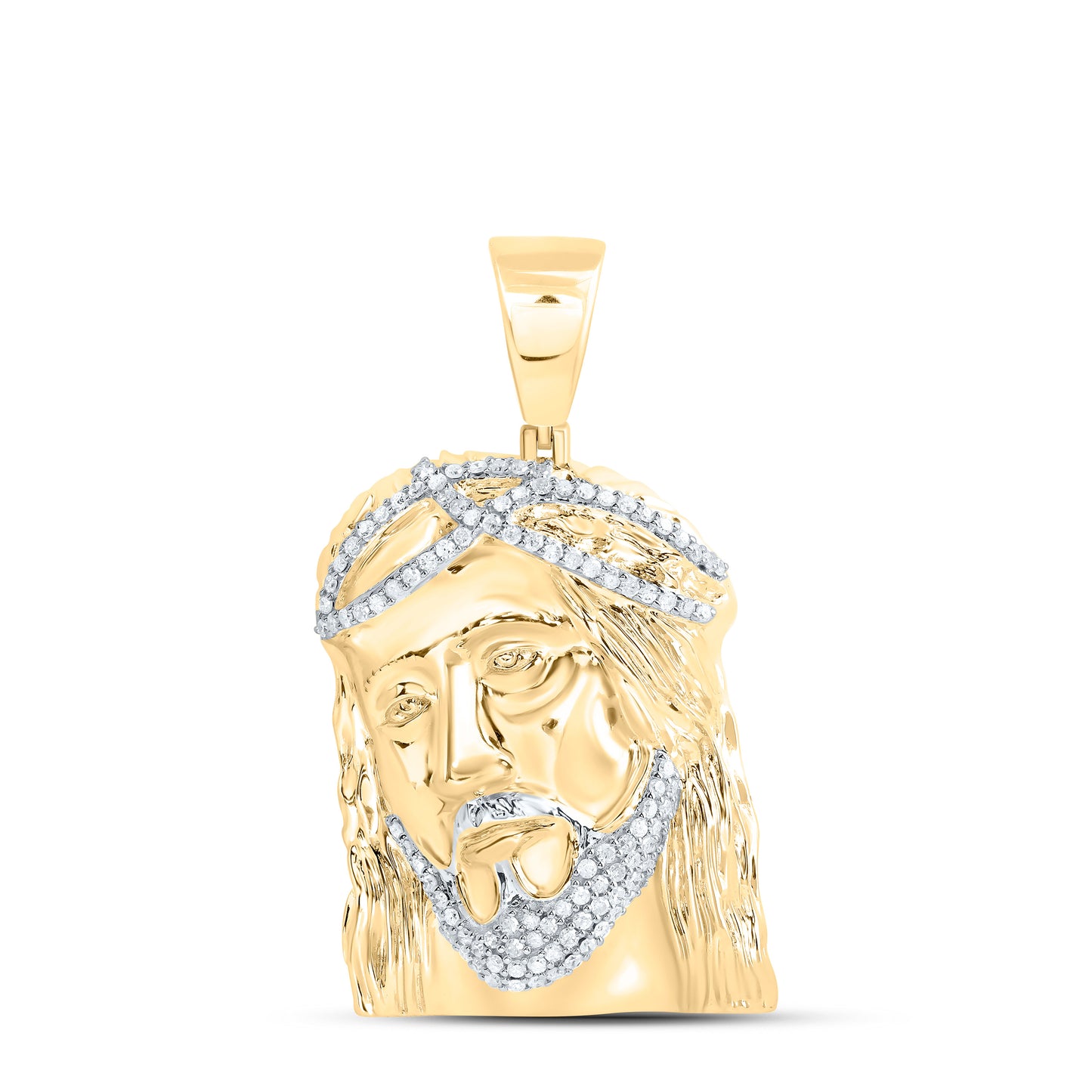 Sterling Silver Yellow-Tone or White-Tone 7/8 Ctw Natural Diamond Jesus Mens Charm