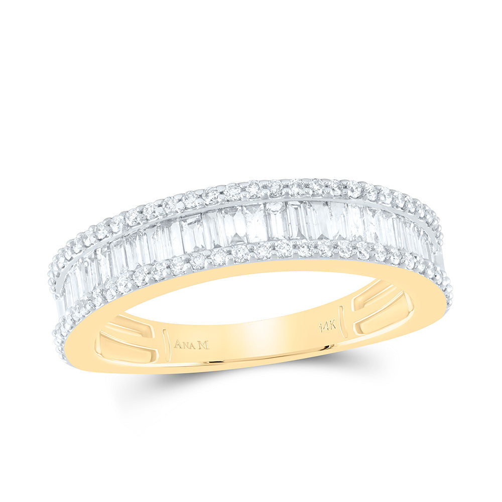 14K Yellow or White Gold 7/8 Ctw Natural Diamond Fashion Ladies Baguette Band, Womens Size: 5-9