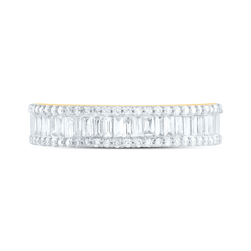 14K Yellow or White Gold 7/8 Ctw Natural Diamond Fashion Ladies Baguette Band, Womens Size: 5-9