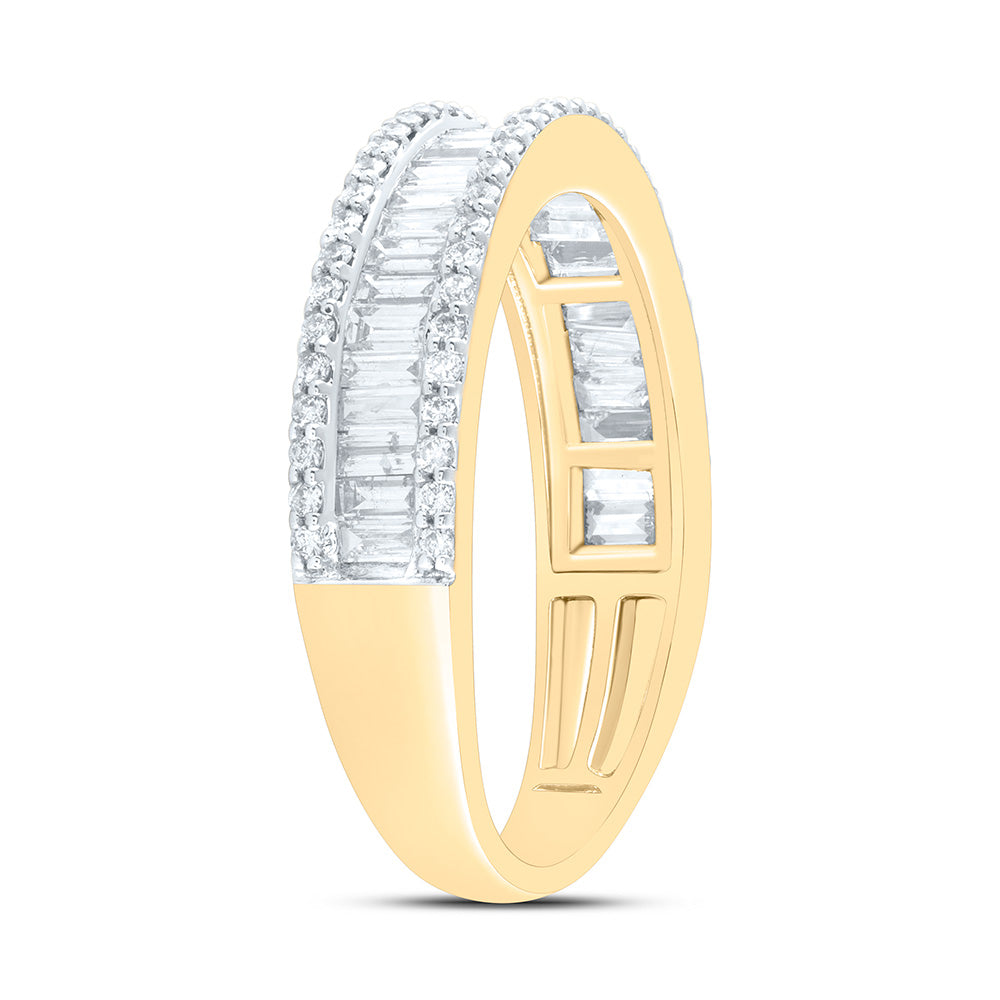 14K Yellow or White Gold 7/8 Ctw Natural Diamond Fashion Ladies Baguette Band, Womens Size: 5-9
