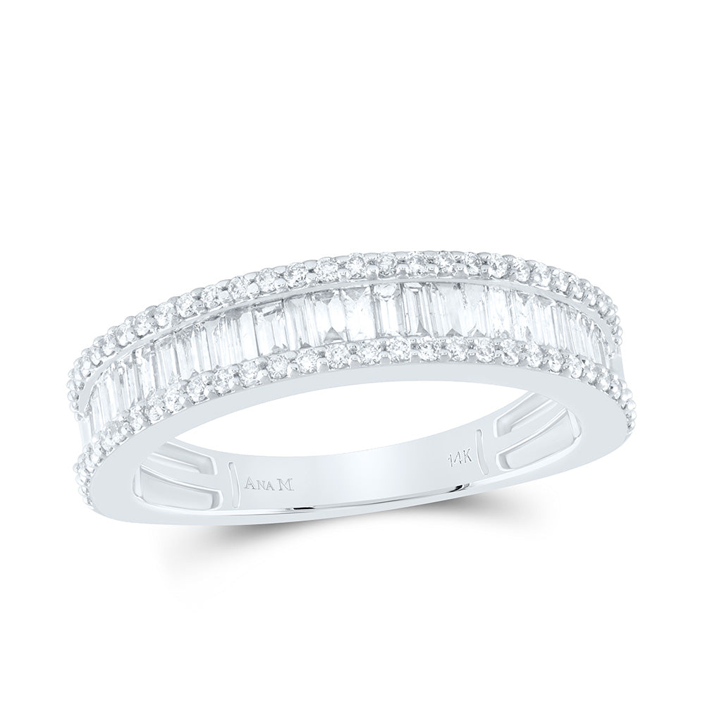 14K Yellow or White Gold 7/8 Ctw Natural Diamond Fashion Ladies Baguette Band, Womens Size: 5-9
