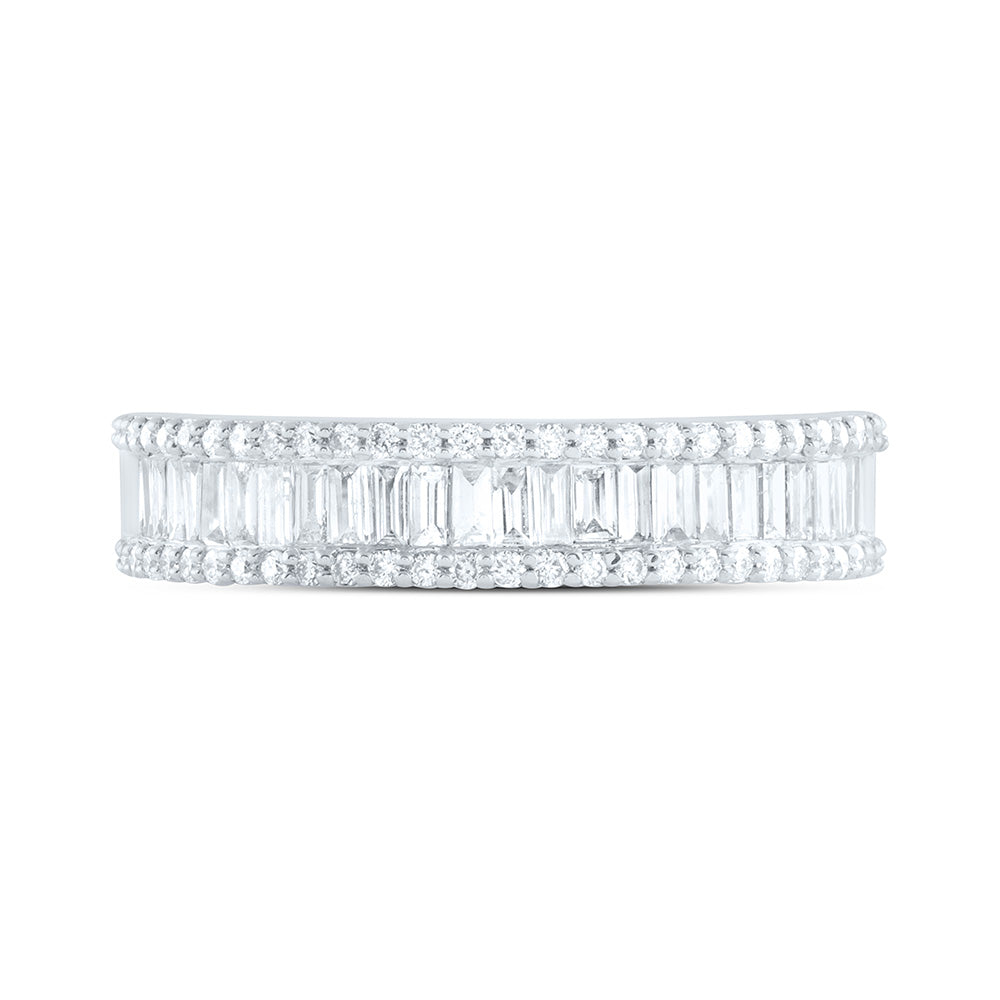 14K Yellow or White Gold 7/8 Ctw Natural Diamond Fashion Ladies Baguette Band, Womens Size: 5-9