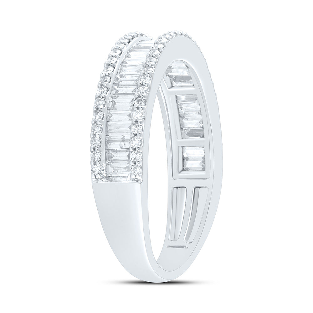 14K Yellow or White Gold 7/8 Ctw Natural Diamond Fashion Ladies Baguette Band, Womens Size: 5-9