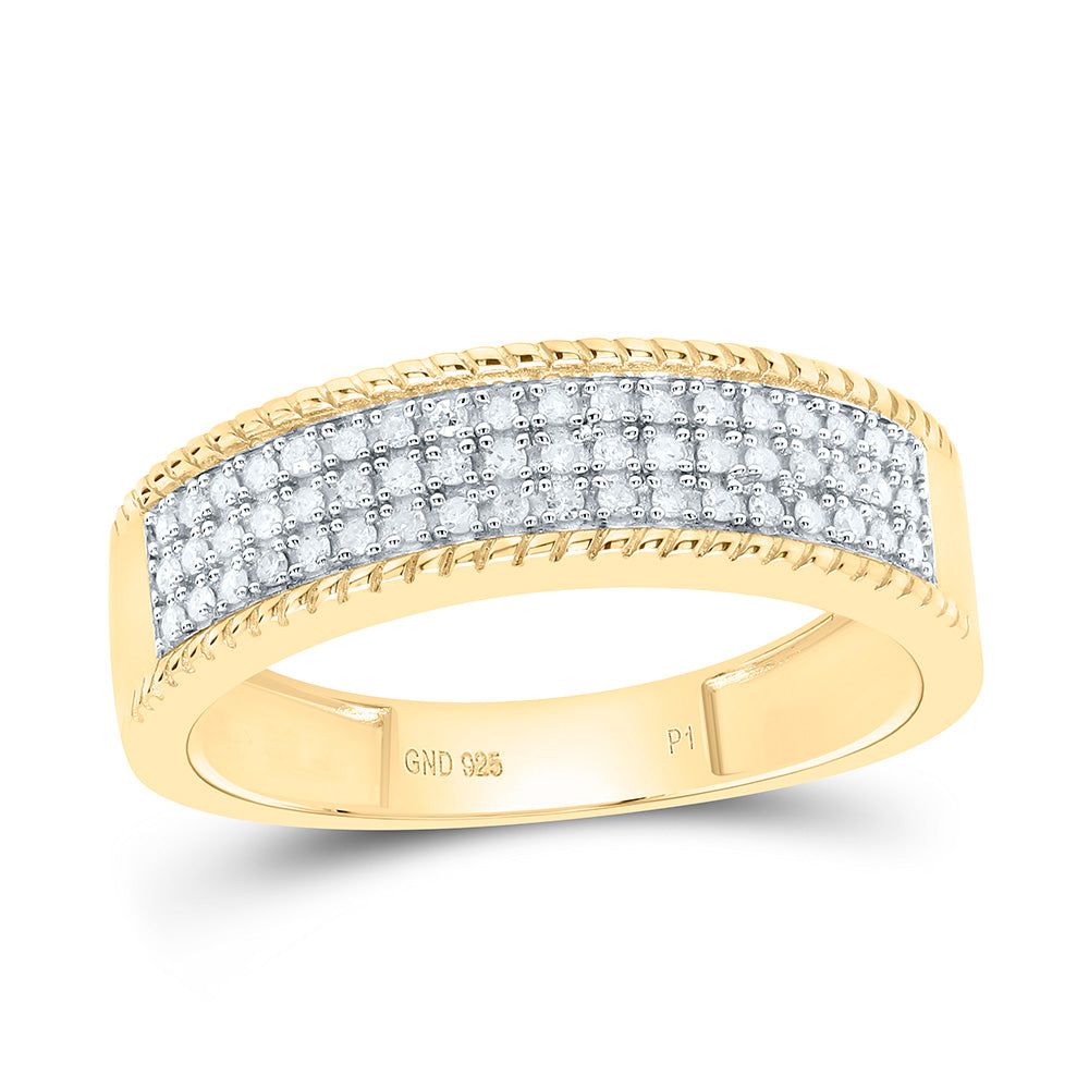 Sterling Silver Yellow-Tone or White-Tone 5/8 Ctw Natural Diamond Emerald Trio Set, Womens Size: 5-9, Mens Size: 8-12
