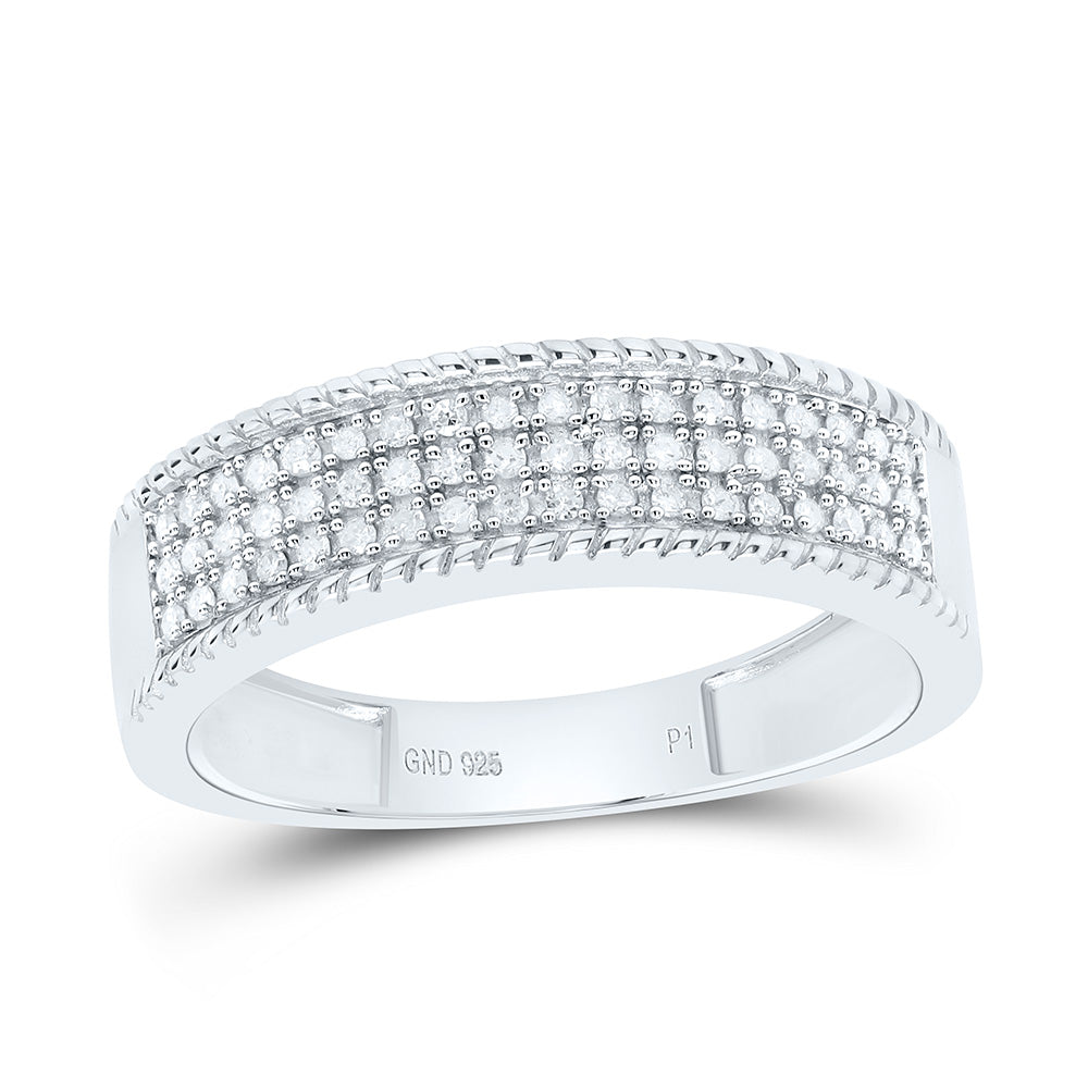 Sterling Silver Yellow-Tone or White-Tone 5/8 Ctw Natural Diamond Emerald Trio Set, Womens Size: 5-9, Mens Size: 8-12