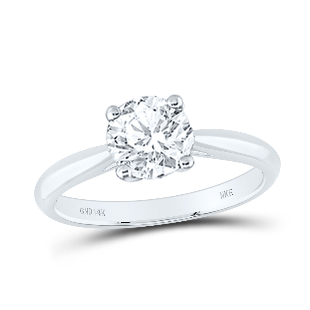 14K Yellow or White Gold 3/4 Ct Natural Diamond Round Solitaire Ring, Womens Size: 5-9