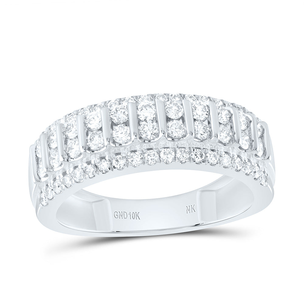 10K White Gold 1 Ctw Natural Diamond Mens Band, Mens Size: 8-12