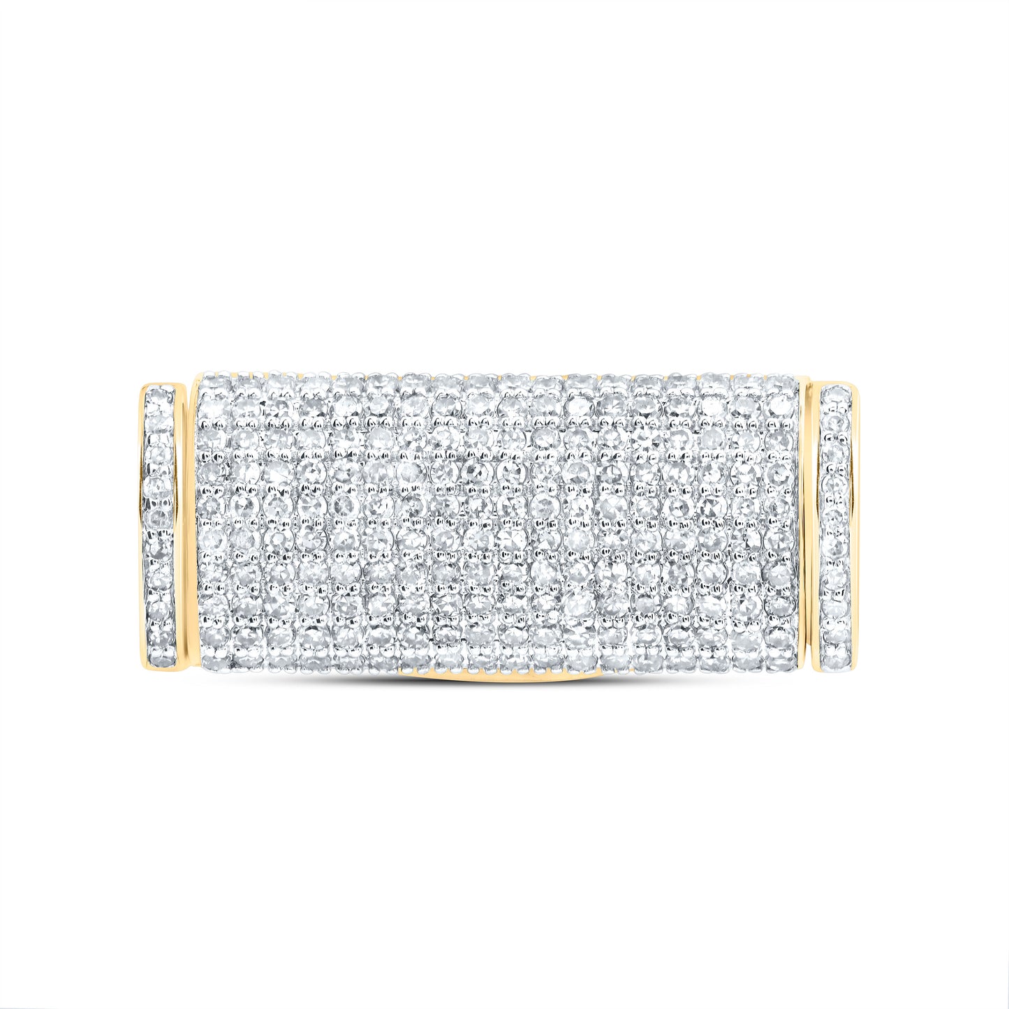14K Yellow Gold 1 Ctw Natural Diamond (12MM) Cuban Lock Box