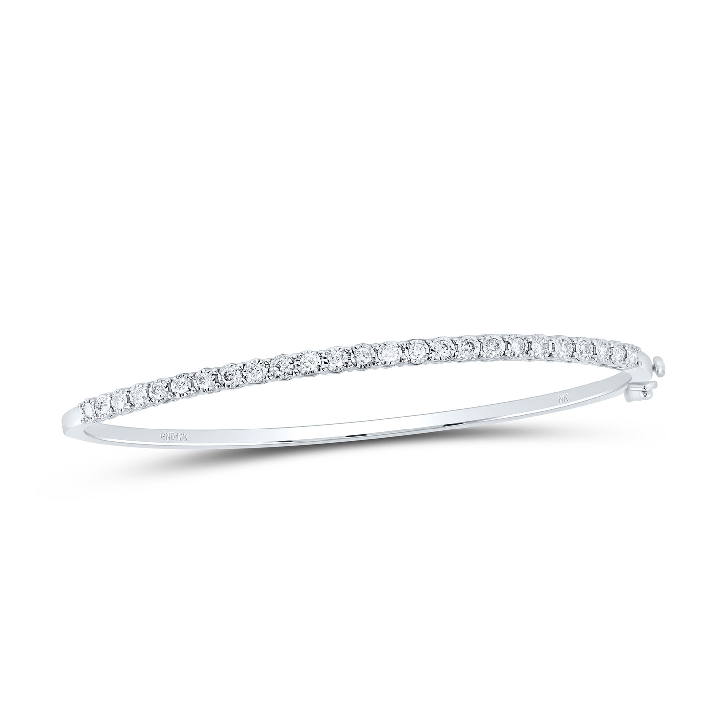 10K Yellow or White Gold 1/2 Ctw Natural Diamond Fashion Tennis Bangle (60X48)