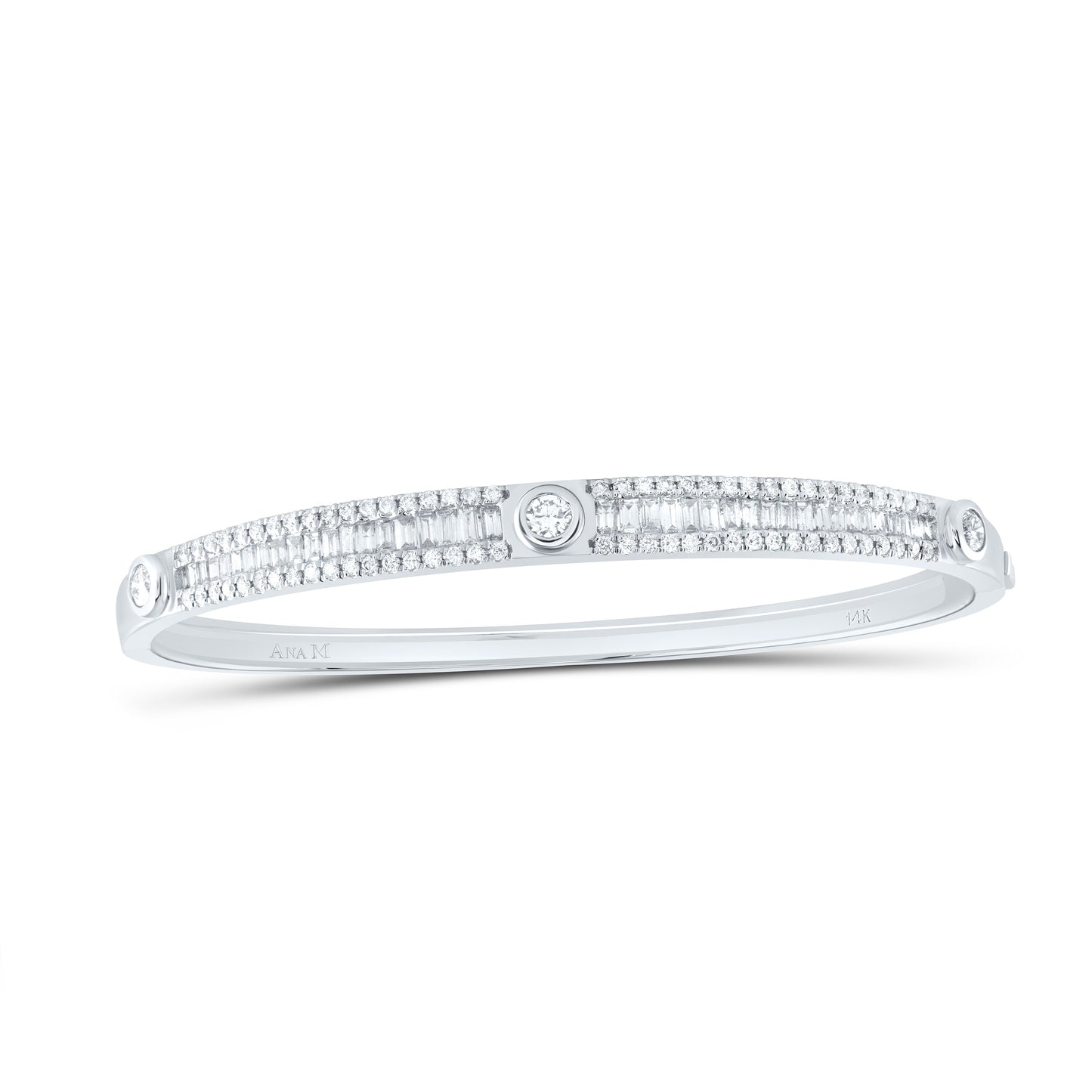14K White Gold 1 7/8 Ctw Natural Diamond Fashion Bangle (60X50MM)