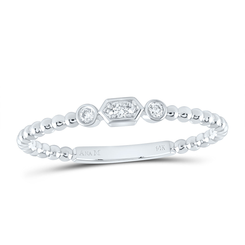 14K Yellow or White or Rose Gold 1/20 Ctw Natural Diamond Fashion Ring, Womens Size: 5-9