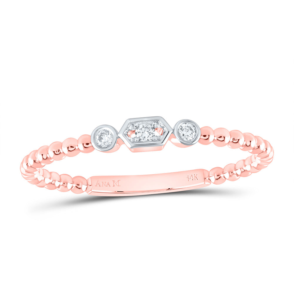 14K Yellow or White or Rose Gold 1/20 Ctw Natural Diamond Fashion Ring, Womens Size: 5-9