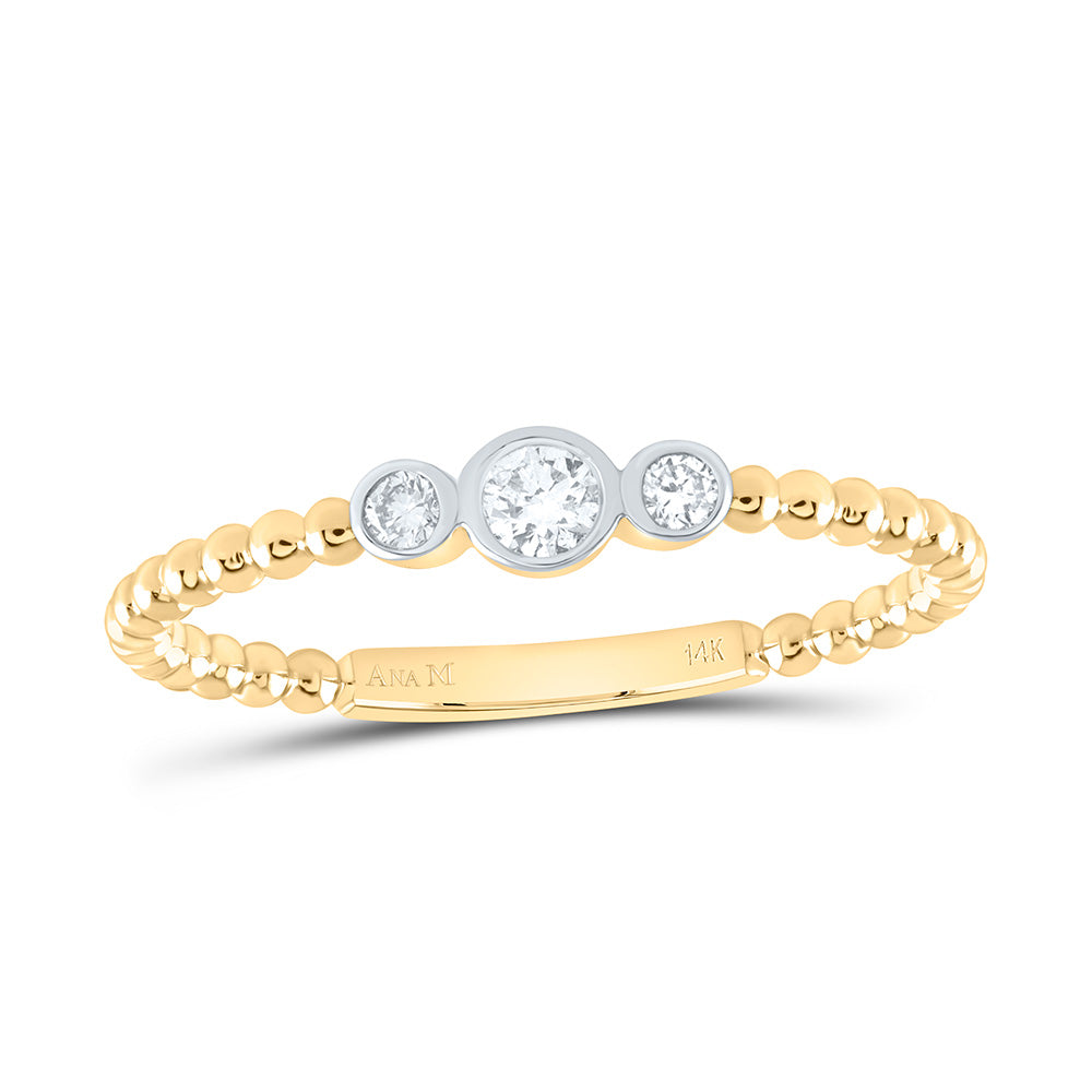 14K Yellow or White or Rose Gold 1/8 Ctw Natural Diamond Fashion Ring, Womens Size: 5-9