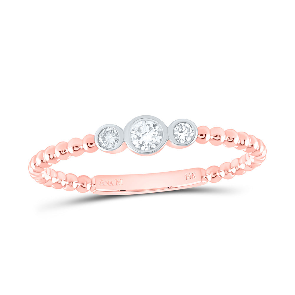 14K Yellow or White or Rose Gold 1/8 Ctw Natural Diamond Fashion Ring, Womens Size: 5-9