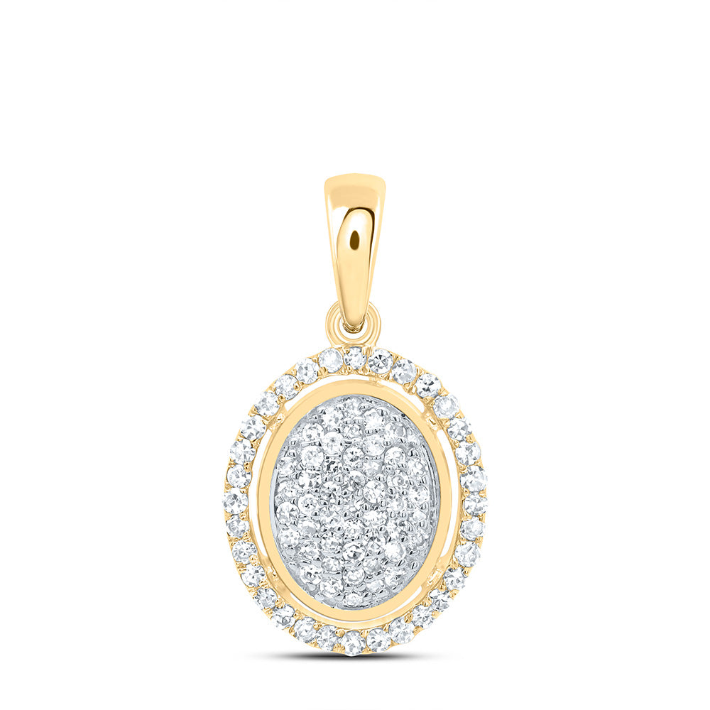 10K Yellow Gold 1/4 Ctw Natural Diamond Fashion Oval Pendant