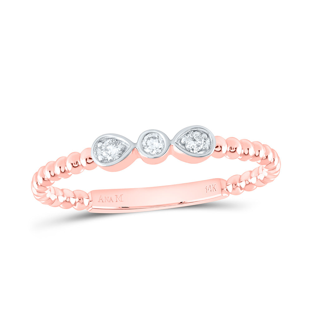 14K Yellow or White or Rose Gold 1/12 Ctw Natural Diamond Fashion Ring, Womens Size: 5-9