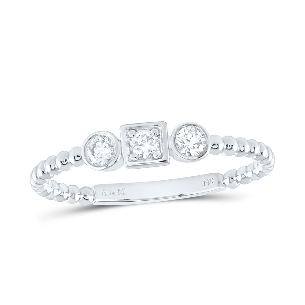 14K Yellow or White or Rose Gold 1/6 Ctw Natural Diamond Fashion Ring, Womens Size: 5-9