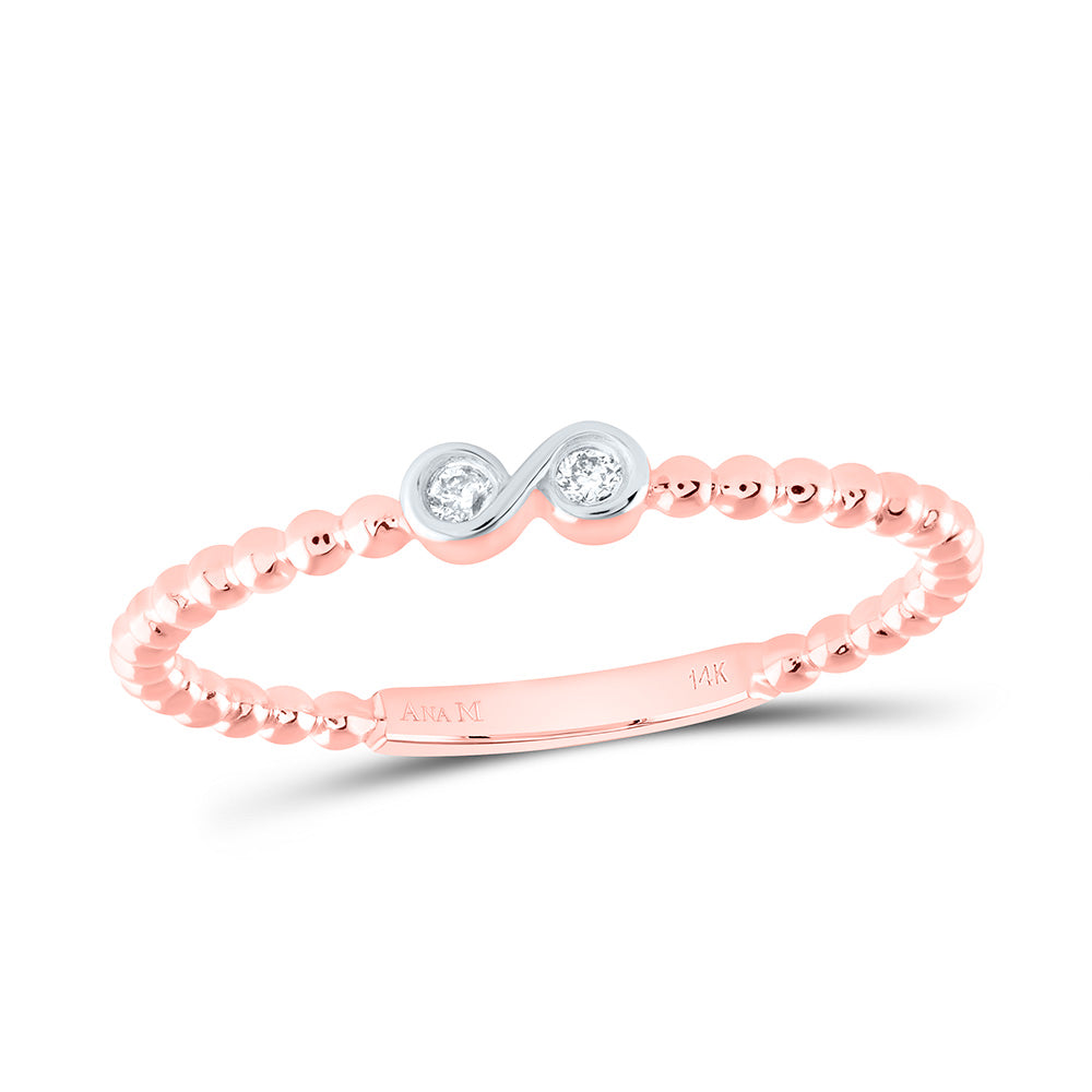 14K Yellow or White or Rose Gold 0.02 Ctw Natural Diamond Fashion Ring, Womens Size: 5-9