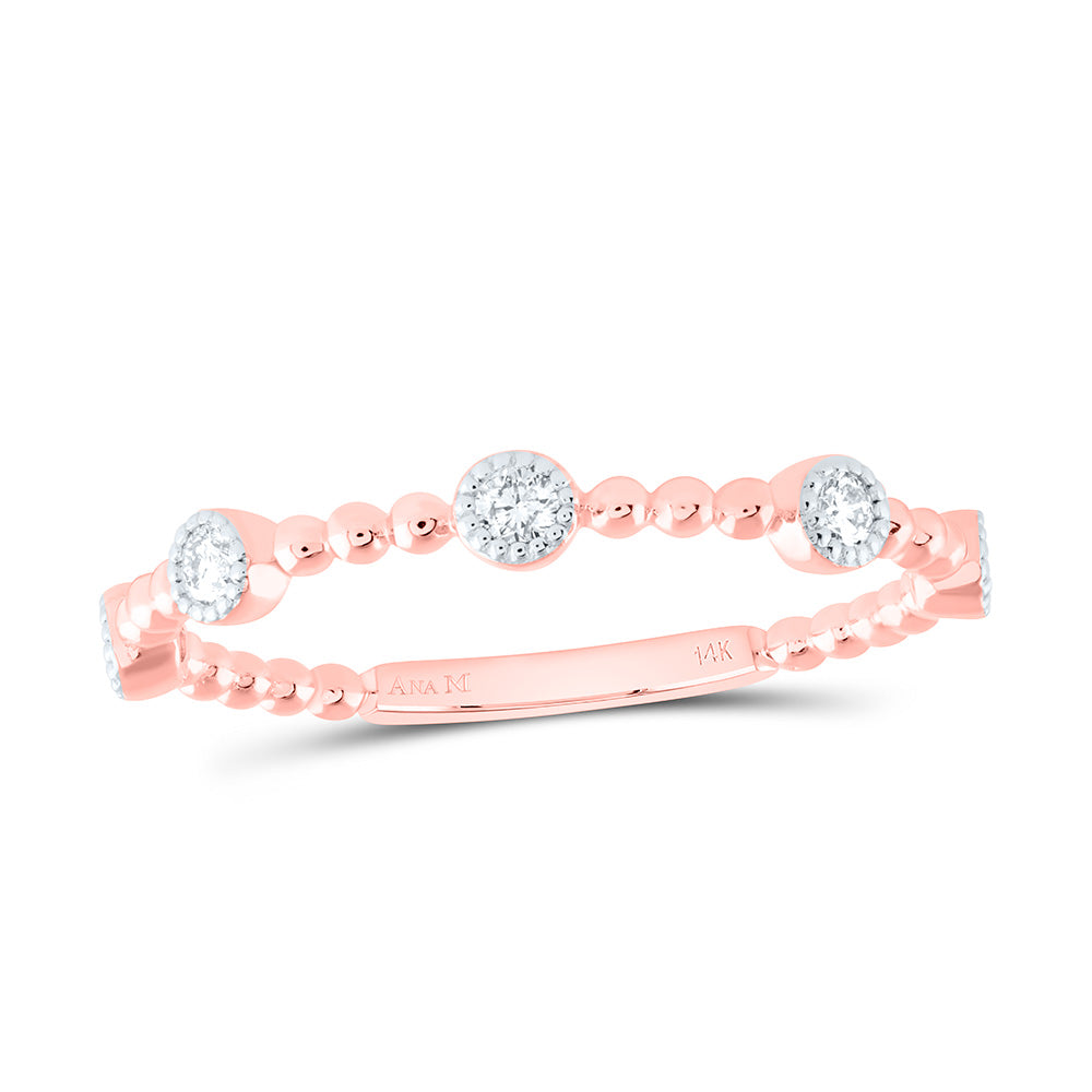 14K Yellow or White or Rose Gold 1/6 Ctw Natural Diamond Fashion Ring, Womens Size: 5-9