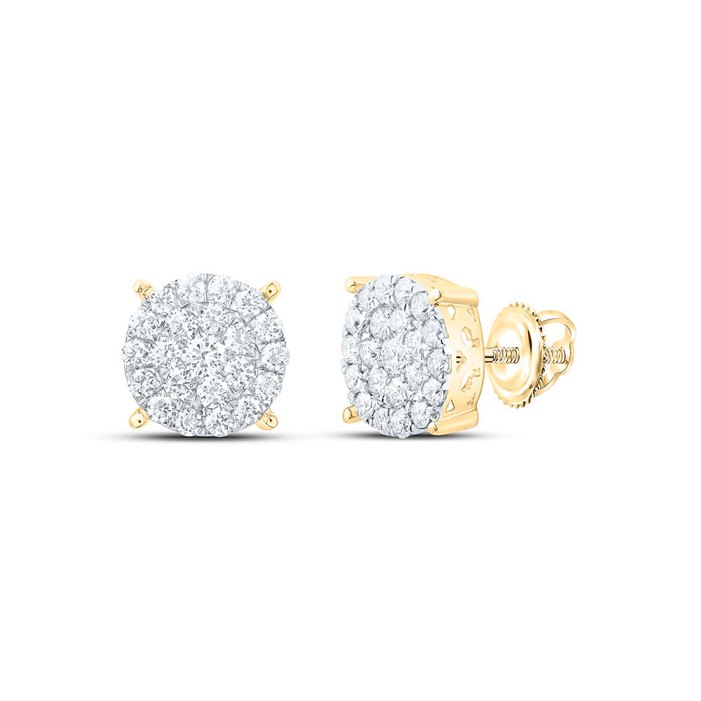 10K Yellow or White Gold 2 Ctw Natural Diamond Round Stud Earring