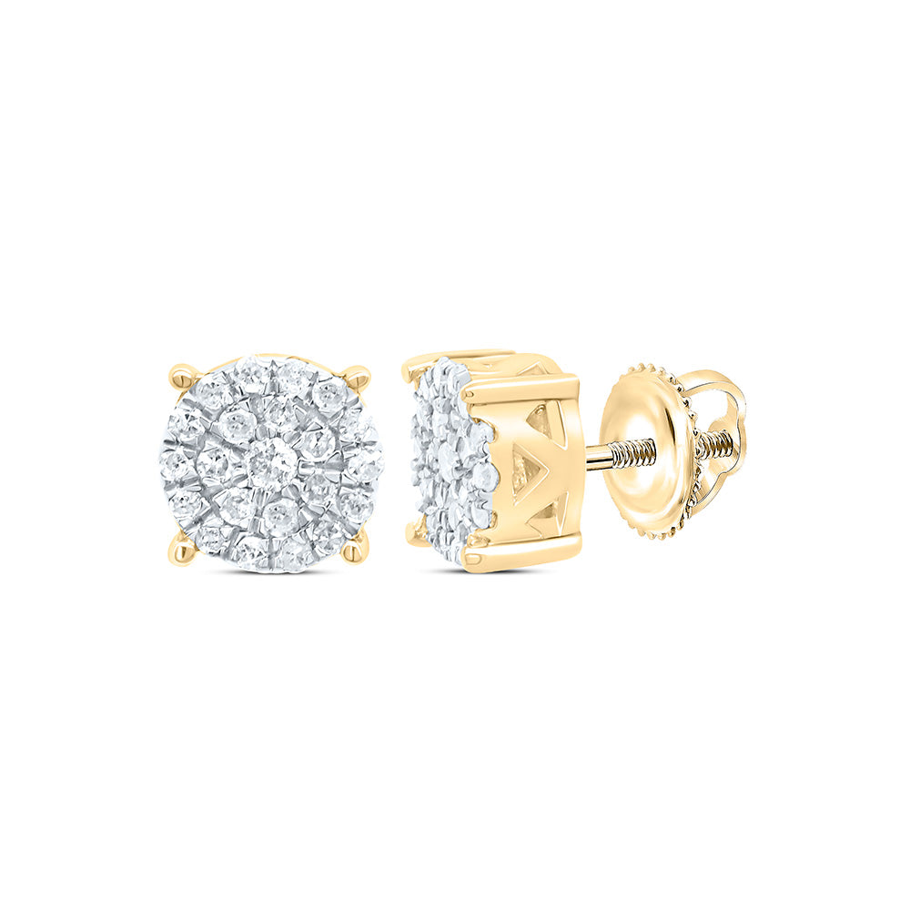 Sterling Silver Yellow-Tone or White-Tone 1/6 Ctw Natural Diamond Round Stud Earring