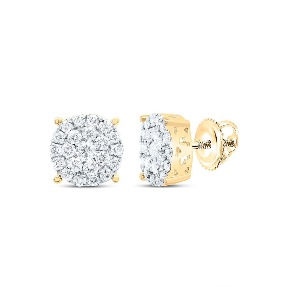 Sterling Silver Yellow-Tone or White-Tone 2 Ctw Natural Diamond Round Stud Earring
