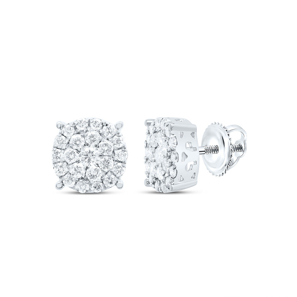 Sterling Silver Yellow-Tone or White-Tone 2 Ctw Natural Diamond Round Stud Earring