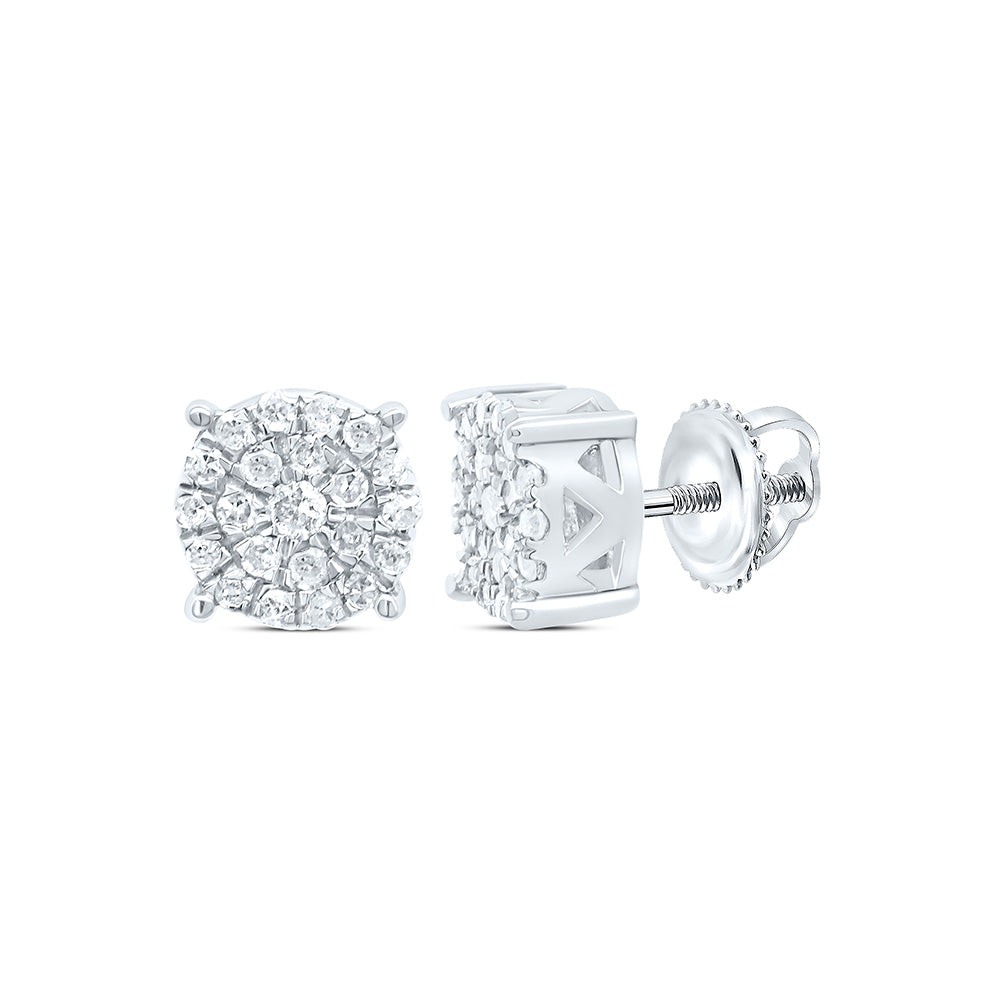 Sterling Silver Yellow-Tone or White-Tone 1/6 Ctw Natural Diamond Round Stud Earring