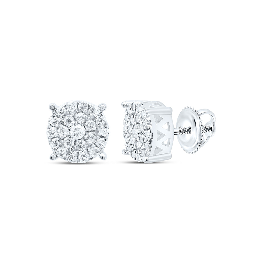 Sterling Silver Yellow-Tone or White-Tone 1/4 Ctw Natural Diamond Round Stud Earring
