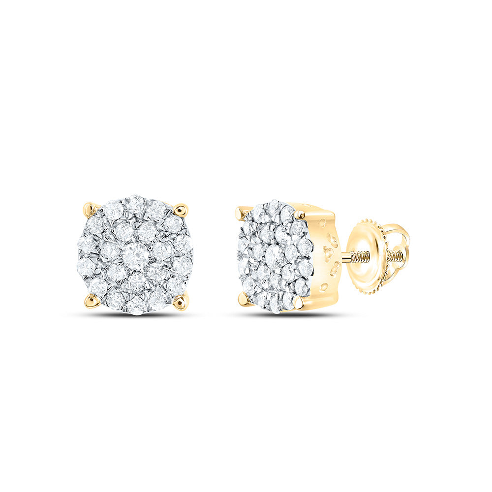 10K Yellow or White Gold 1/2 Ctw Natural Diamond Round Stud Earring