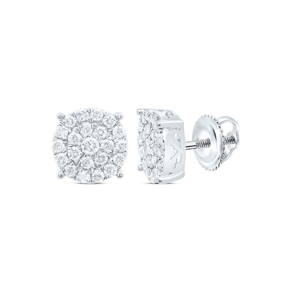 Sterling Silver Yellow-Tone or White-Tone 1/2 Ctw Natural Diamond Round Stud Earring